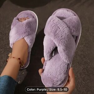 Cozy Purple Fuzzy Slippers
